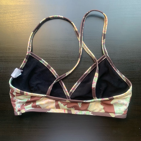 Velvet Sphynx Swimwear Brown/Yellow Pizza Crossback Bikini Top size Small EUC - Picture 3 of 5